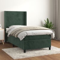 vidaXL Boxspringbett mit Matratze Dunkelgr&uuml;n 80x200 cm Samt