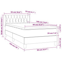 vidaXL Boxspringbett mit Matratze Dunkelgrau 90x190 cm Stoff