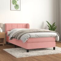 vidaXL Boxspringbett mit Matratze Rosa 100x200 cm Samt