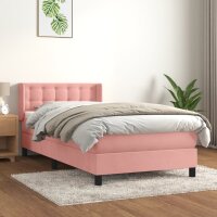 WOWONA Boxspringbett mit Matratze Rosa 100x200 cm Samt