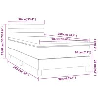 WOWONA Boxspringbett mit Matratze &amp; LED Blau 90x200 cm Stoff