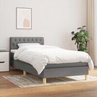 vidaXL Boxspringbett mit Matratze Dunkelgrau 90x190 cm Stoff