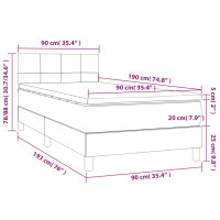 vidaXL Boxspringbett mit Matratze &amp; LED Dunkelgrau 90x190 cm Stoff