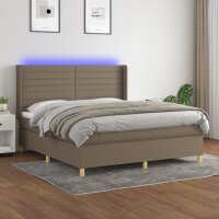 vidaXL Boxspringbett mit Matratze &amp; LED Taupe 180x200 cm Stoff