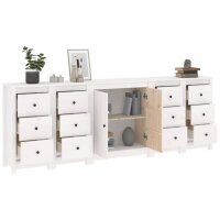 vidaXL Sideboard Wei&szlig; 230x35x80 cm Massivholz Kiefer