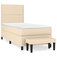 WOWONA Boxspringbett mit Matratze Creme 100x200 cm Stoff