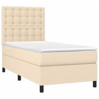 vidaXL Boxspringbett mit Matratze &amp; LED Creme 100x200 cm Stoff