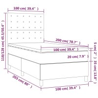 vidaXL Boxspringbett mit Matratze &amp; LED Creme 100x200 cm Stoff