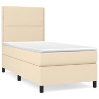 vidaXL Boxspringbett mit Matratze Creme 100x200 cm Stoff