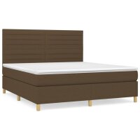 vidaXL Boxspringbett mit Matratze Dunkelbraun 180x200 cm Stoff