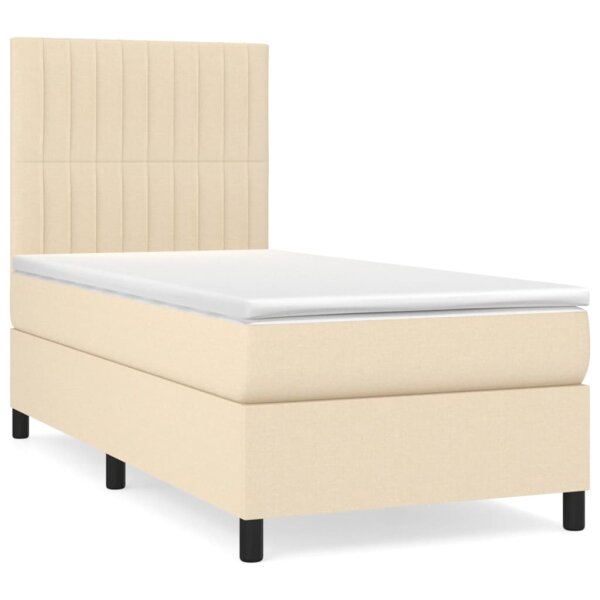 vidaXL Boxspringbett mit Matratze Creme 100x200 cm Stoff