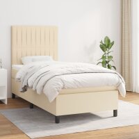 vidaXL Boxspringbett mit Matratze Creme 100x200 cm Stoff