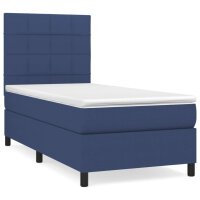 vidaXL Boxspringbett mit Matratze Blau 90x190 cm Stoff