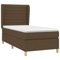 vidaXL Boxspringbett mit Matratze Dunkelbraun 90x190 cm Stoff