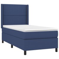 vidaXL Boxspringbett mit Matratze Blau 90x190 cm Stoff