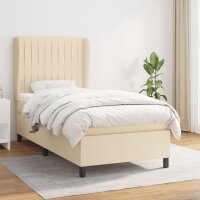 vidaXL Boxspringbett mit Matratze Creme 100x200 cm Stoff