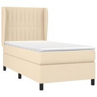 vidaXL Boxspringbett mit Matratze Creme 100x200 cm Stoff