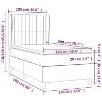 vidaXL Boxspringbett mit Matratze Creme 100x200 cm Stoff