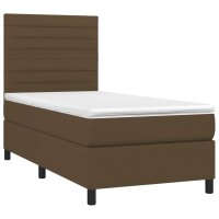 vidaXL Boxspringbett mit Matratze &amp; LED Dunkelbraun 90x190 cm Stoff