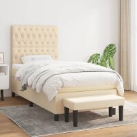 WOWONA Boxspringbett mit Matratze Creme 100x200 cm Stoff