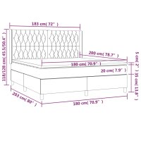 vidaXL Boxspringbett mit Matratze &amp; LED Hellgrau 180x200 cm Stoff