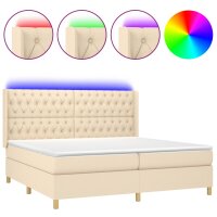 vidaXL Boxspringbett mit Matratze &amp; LED Creme 200x200 cm Stoff