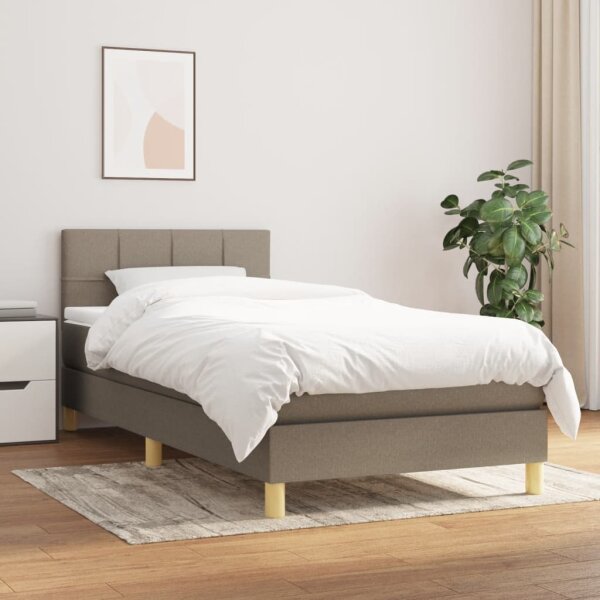 vidaXL Boxspringbett mit Matratze Taupe 90x200 cm Stoff