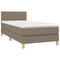 vidaXL Boxspringbett mit Matratze &amp; LED Taupe 90x200 cm Stoff