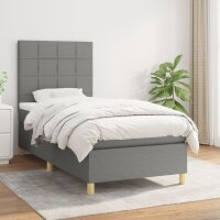 vidaXL Boxspringbett mit Matratze Dunkelgrau 90x190 cm Stoff