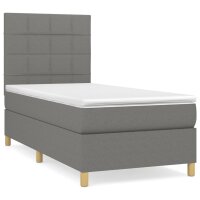 vidaXL Boxspringbett mit Matratze Dunkelgrau 90x190 cm Stoff