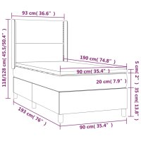 vidaXL Boxspringbett mit Matratze &amp; LED Dunkelgrau 90x190 cm Stoff