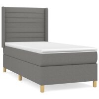 vidaXL Boxspringbett mit Matratze Dunkelgrau 90x190 cm Stoff