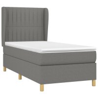 vidaXL Boxspringbett mit Matratze Dunkelgrau 90x190 cm Stoff