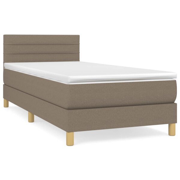 vidaXL Boxspringbett mit Matratze Taupe 90x200 cm Stoff