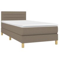 vidaXL Boxspringbett mit Matratze Taupe 90x200 cm Stoff