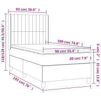 vidaXL Boxspringbett mit Matratze Dunkelgrau 90x190 cm Stoff