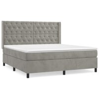 vidaXL Boxspringbett mit Matratze Hellgrau 160x200 cm Samt