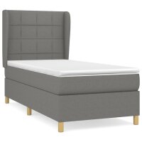 vidaXL Boxspringbett mit Matratze Dunkelgrau 90x190 cm Stoff