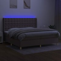 vidaXL Boxspringbett mit Matratze &amp; LED Taupe 200x200 cm Stoff