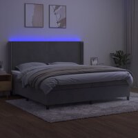 vidaXL Boxspringbett mit Matratze &amp; LED Hellgrau 200x200 cm Samt