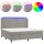 vidaXL Boxspringbett mit Matratze &amp; LED Hellgrau 200x200 cm Samt