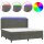 vidaXL Boxspringbett mit Matratze &amp; LED Dunkelgrau 200x200 cm Samt