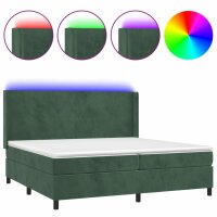 vidaXL Boxspringbett mit Matratze &amp; LED Dunkelgr&uuml;n 200x200 cm Samt