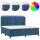 vidaXL Boxspringbett mit Matratze &amp; LED Dunkelblau 200x200 cm Samt