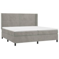 vidaXL Boxspringbett mit Matratze &amp; LED Hellgrau 200x200 cm Samt