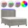 vidaXL Boxspringbett mit Matratze &amp; LED Hellgrau 140x200 cm Samt