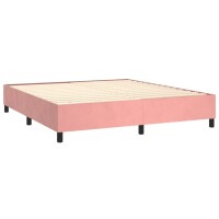 vidaXL Boxspringbett mit Matratze &amp; LED Rosa 180x200 cm Samt