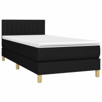 vidaXL Boxspringbett mit Matratze &amp; LED Schwarz 90x200 cm Stoff