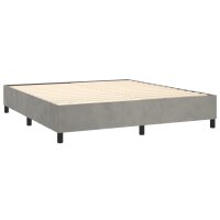 vidaXL Boxspringbett mit Matratze &amp; LED Hellgrau 160x200 cm Samt