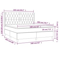 vidaXL Boxspringbett mit Matratze &amp; LED Hellgrau 160x200 cm Samt